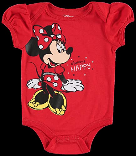 Disney Minnie Mouse Newborn Baby Girls 4 Piece Outfit Set: Bodysuit Pants Bib Hat Red 3-6 Months by 