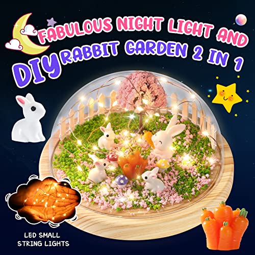 Make Your Own Night Light ,Rabbit DIY Kits for Girls,Bunny Toys for Kids Ages 4-8 ,Arts and Crafts Lamp Project for Girls(USB Upgrade Edition),Gifts for 4 5 6 7 8 9 10 Year Old Girl with Greeting Card from Sagacity life