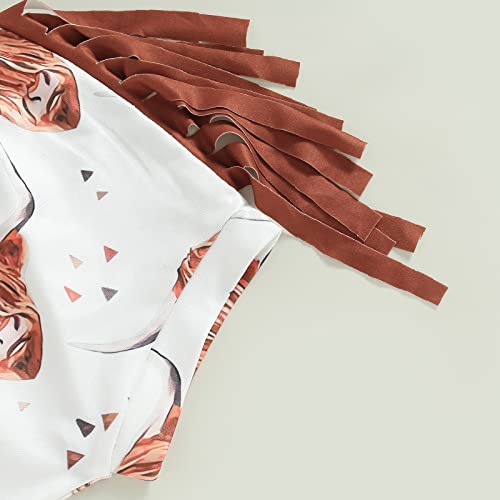 Western Baby Girl Clothes Boho Cow Print Short Sleeve T Shirt Top + Bloomer Shorts Set Infant Summer Outfits (A-Black, 3-6 Months) by Hnyenmcko