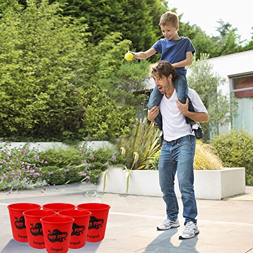Juegoal Yard Pong, Outdoor Giant Yard Games Pong Game Set with Durable Buckets and Balls, Including 12 Buckets & 4 Balls, Cup Pong Throwing Game for Beach, Camping, Lawn and Backyard by Juegoal