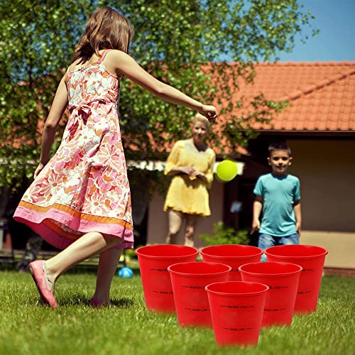 Juegoal Yard Pong, Outdoor Giant Yard Games Pong Game Set with Durable Buckets and Balls, Including 12 Buckets & 4 Balls, Cup Pong Throwing Game for Beach, Camping, Lawn and Backyard by Juegoal