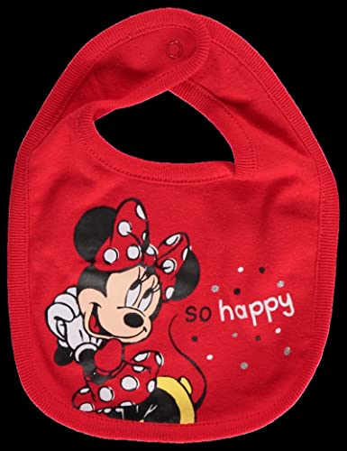 Disney Minnie Mouse Newborn Baby Girls 4 Piece Outfit Set: Bodysuit Pants Bib Hat Red 3-6 Months by 