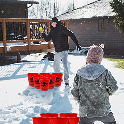 Juegoal Yard Pong, Outdoor Giant Yard Games Pong Game Set with Durable Buckets and Balls, Including 12 Buckets & 4 Balls, Cup Pong Throwing Game for Beach, Camping, Lawn and Backyard by Juegoal