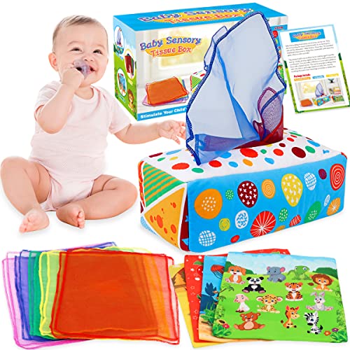 Aiduy Baby Toys 6 to 12 Months - Montessori Toys for Babies 6-12 Months - Infant Newborn Toddlers Sensory Toys Baby Magic Tissue Box for 1 Year Old Boys Girls Kids Early Learning Toys Baby Gifts from Aiduy