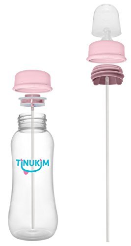 Tinukim iFeed 9 Ounce Self Feeding Baby Bottle with Tube - Handless Anti-Colic Nursing System, Pink - 2-Pack from Tinukim