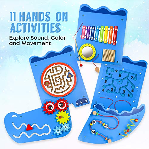 LITTLE CHUBBY ONE Crocodile Activity Wall Busy Board Panels - Fun and Educational Toy for Kids - Easy to Install Wall Mounted Interactive Board Games and Mazes for Kids Encourages Development by Little Chubby One