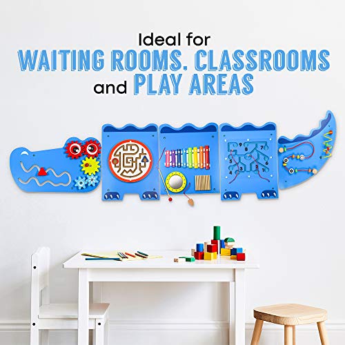 LITTLE CHUBBY ONE Crocodile Activity Wall Busy Board Panels - Fun and Educational Toy for Kids - Easy to Install Wall Mounted Interactive Board Games and Mazes for Kids Encourages Development by Little Chubby One