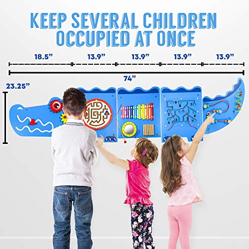 LITTLE CHUBBY ONE Crocodile Activity Wall Busy Board Panels - Fun and Educational Toy for Kids - Easy to Install Wall Mounted Interactive Board Games and Mazes for Kids Encourages Development by Little Chubby One
