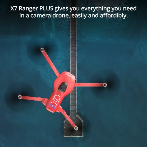 EXO X7 Ranger Plus - High End Camera Drone for Adults. Long Battery & Range, 4K Camera, 3 Axis Gimbal, Obstacle Avoidance, 27MPH Speed. Powerful & Playful Drone with Camera and GPS Return to Home. (1 Battery, USA Red) by EXO Drones