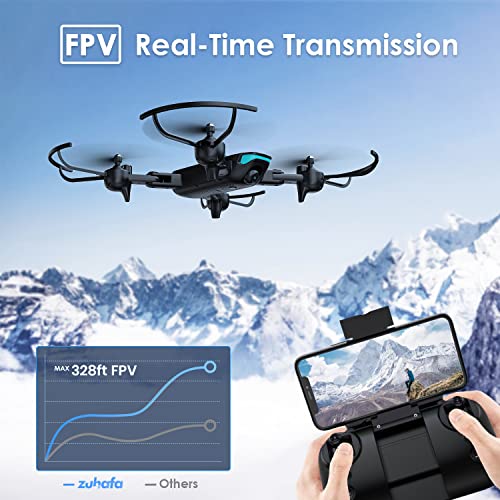 Drone with 1080P HD Camera for Beginners,WiFi FPV Video, 40 Mins Flight Time,Foldable Drone,Altitude Hold Mode, RTF One Key Take Off/Landing,3D Flips 2 Batteries, APP Control, Easy Toy for Kids & Adults by zuhafa