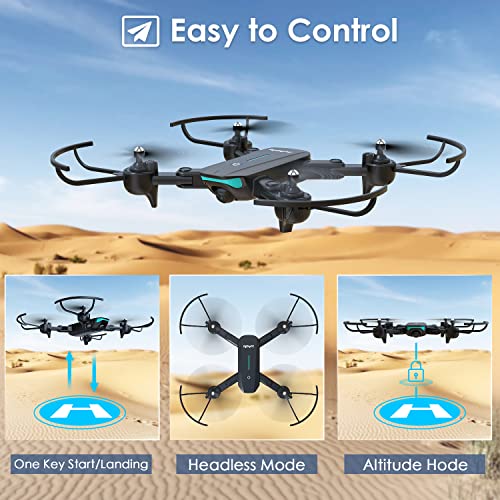 Drone with 1080P HD Camera for Beginners,WiFi FPV Video, 40 Mins Flight Time,Foldable Drone,Altitude Hold Mode, RTF One Key Take Off/Landing,3D Flips 2 Batteries, APP Control, Easy Toy for Kids & Adults by zuhafa