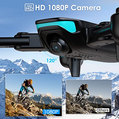 Drone with 1080P HD Camera for Beginners,WiFi FPV Video, 40 Mins Flight Time,Foldable Drone,Altitude Hold Mode, RTF One Key Take Off/Landing,3D Flips 2 Batteries, APP Control, Easy Toy for Kids & Adults by zuhafa