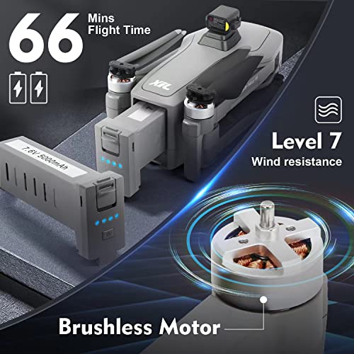 XiL 3-Axis Gimbal GPS Drone with 4K EIS Camera for Adults , 13000ft Video Transmission,193MAX2 FPV Quadcopter with 66 Mins Long Flight Time, Obstacle Avoidance, Auto Return Home,Brushless Motor from XiL