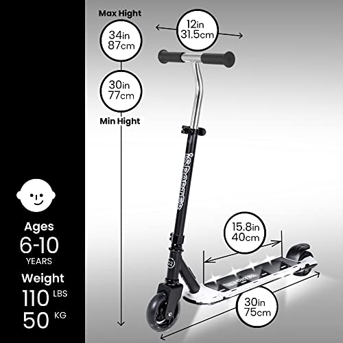 Aero iSporter Electric Scooter for Kids Ages 6-12, with Kick-Start and Gravity Sensor, Kids Electric Scooter with LED Lights, 2 Speeds, 110lbs Max and Height Adjustable â¦ by Zhejiang Hengle Sports & Leisure Co.,Ltd.