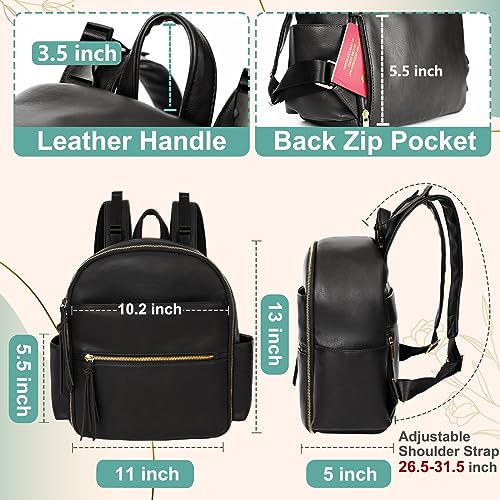Mini Diaper Bag Backpack Mominside Small Baby Diaper Bag with 11 Pockets, Leather Travel Baby Bag for Baby Girls Boys, DiaperÂ BagÂ Organizers, 2 Insulated Pockets, Stroller Straps, Baby Registry, Black from Guanfang