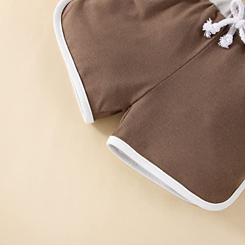 Toddler Baby Girls Boys Summer Clothes Outfit Sun Printed Set Short Sleeve Crewneck T-Shirt Patchwork Shorts Set (Green# Khaki, 9-12 Months) from Cevoerf