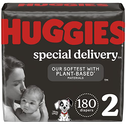 Hypoallergenic Baby Diapers Size 2 (12-18 lbs), Huggies Special Delivery, Fragrance Free, Safe for Sensitive Skin, 180 Count from Kimberly-Clark Corp.