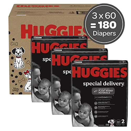 Hypoallergenic Baby Diapers Size 2 (12-18 lbs), Huggies Special Delivery, Fragrance Free, Safe for Sensitive Skin, 180 Count from Kimberly-Clark Corp.