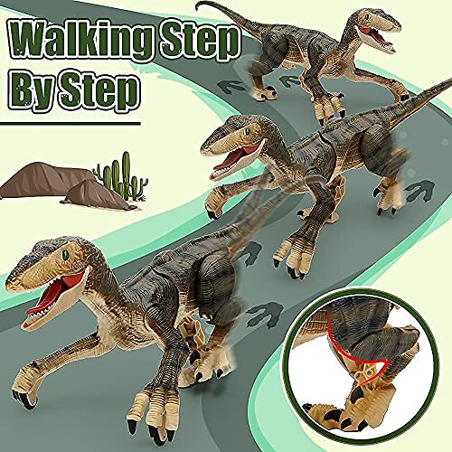 Mini Tudou Remote Control Dinosaur Toys,Electronic Walking Toys with LED Light Up&Realistic Simulation Sounds,2.4Ghz Velociraptor Robot Toys,Best RC Dinosaur Gifts for Boys Kids Age 5 6 7 8 9 from Mini Tudou