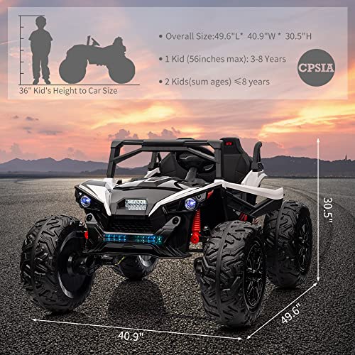24V Ride on Car with Remote Control,2 Seats 20.5â Extra Large Seat Wide UTV, 4WD Power Wheels Vehicle with 17" EVA Wheels,Metal Suspension,LED Lights,Music,Horn,(White) by PINGHU SHUANGXI BABY CARRIER MANUFACTURE CO., LTD