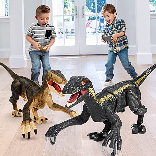 Mini Tudou Remote Control Dinosaur Toys,Electronic Walking Toys with LED Light Up&Realistic Simulation Sounds,2.4Ghz Velociraptor Robot Toys,Best RC Dinosaur Gifts for Boys Kids Age 5 6 7 8 9 from Mini Tudou