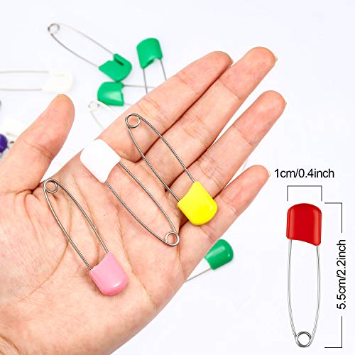 50 Pieces Diaper Pins Baby Safety Pins 2.2 Inch Plastic Head Cloth Diaper Pins with Locking Closures Stainless Steel Nappy Pins with Velvet Bag (Colorful) from WILLBOND