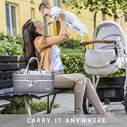 Lily Miles Baby Diaper Caddy - Large Organizer Tote Bag for Infant Boy or Girl - Baby Shower Gift - Nursery Must Haves - Registry Favorites - Collapsible Newborn Caddie Car Travel by Lily Miles