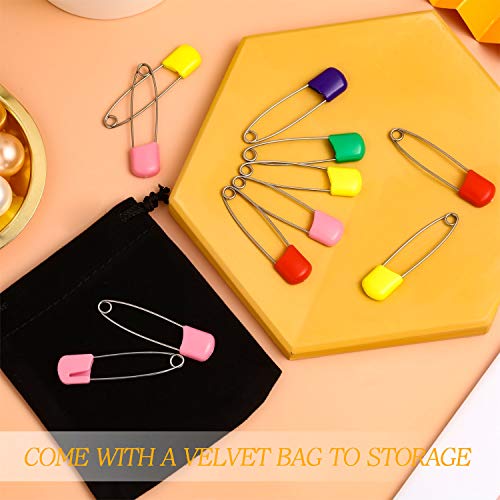 50 Pieces Diaper Pins Baby Safety Pins 2.2 Inch Plastic Head Cloth Diaper Pins with Locking Closures Stainless Steel Nappy Pins with Velvet Bag (Colorful) from WILLBOND