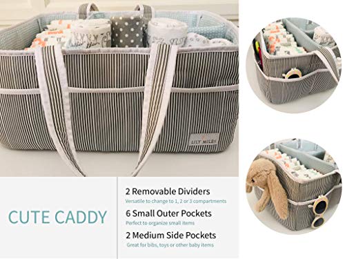 Lily Miles Baby Diaper Caddy - Large Organizer Tote Bag for Infant Boy or Girl - Baby Shower Gift - Nursery Must Haves - Registry Favorites - Collapsible Newborn Caddie Car Travel by Lily Miles