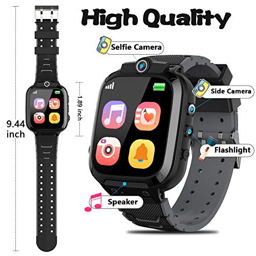 Kids Game Smart Watch for Boys Girls with 1.44" HD Touch Screen 14 Puzzle Games Music Player Dual Camera Video Recording 12/24 hr Pedometer Alarm Clock Calculator Flashlight Birthday Educational Toys by Wellnow