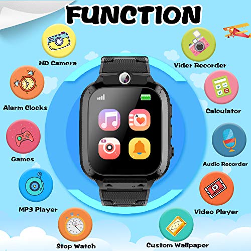 Kids Game Smart Watch for Boys Girls with 1.44" HD Touch Screen 14 Puzzle Games Music Player Dual Camera Video Recording 12/24 hr Pedometer Alarm Clock Calculator Flashlight Birthday Educational Toys by Wellnow