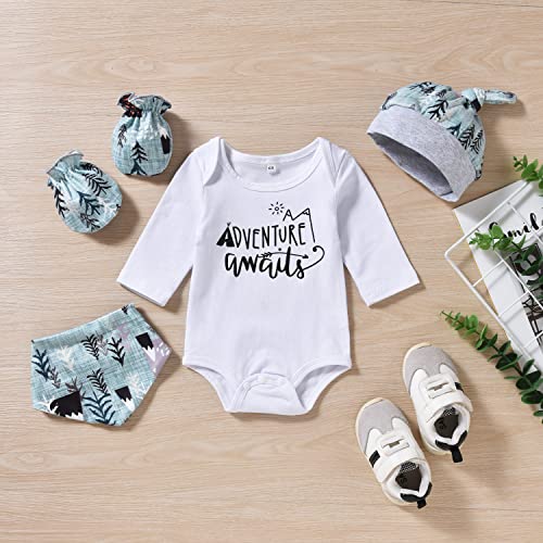 Newborn Boys Clothes, Baby Long Sleeve Fall Winter Spring NB Clothing Coming Home Outfit Awaits Mountain Theme Adventure from 