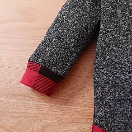 FOCICI Newborn Baby Boy Clothes Fall Winter Infant Outfits For Boys Long Sleeve Button Romper and Plaid Pants 2pcs Set Red 3-6 Momths from 