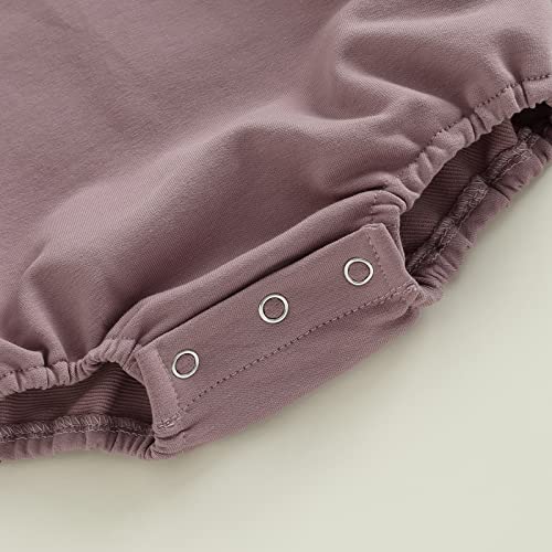 Baby Girl Boy Crewneck Sweatshirt Bubble Romper Little Love Long Sleeve Onesie Valentines Day Outfit Fall Clothes (Purple , 6-12 Months ) by Chloefairy