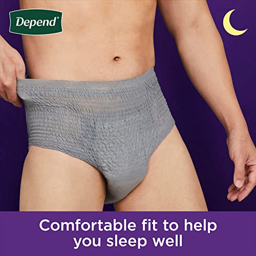 Depend Night Defense Adult Incontinence Underwear for Men, Disposable, Overnight, Small/Medium, Grey, 64 Count, Packaging May Vary by Kimberly-Clark Corp.