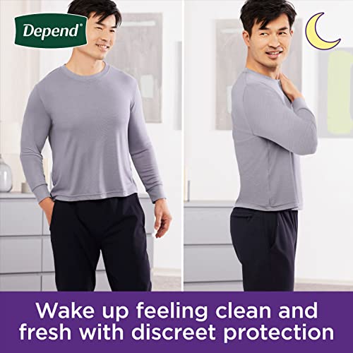 Depend Night Defense Adult Incontinence Underwear for Men, Disposable, Overnight, Small/Medium, Grey, 64 Count, Packaging May Vary by Kimberly-Clark Corp.