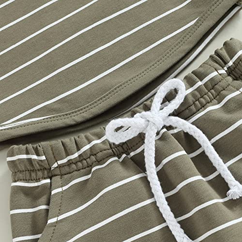 Toddler Baby Boys Playwear Outfits Striped Print Long Sleeve Sweatshirt Tops and Drawstring Pants Clothing Sets (Army Green, 12-18 Months) from Sejardin