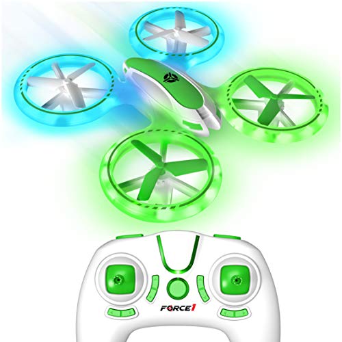 Force1 UFO 3000 LED Mini Drone for Kids - Remote Control Drone, Small RC Quadcopter for Beginners with LEDs, 360 Flips, 4-Channel Remote Control, 2 Speeds, and 2 Drone Batteries from Force1