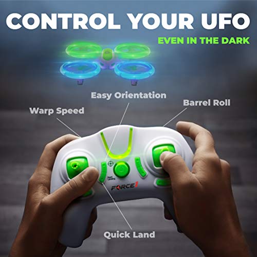 Force1 UFO 3000 LED Mini Drone for Kids - Remote Control Drone, Small RC Quadcopter for Beginners with LEDs, 360 Flips, 4-Channel Remote Control, 2 Speeds, and 2 Drone Batteries from Force1
