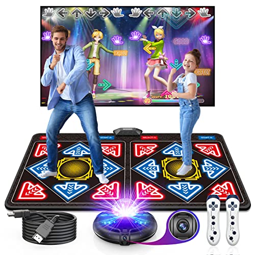 Dance Mat Double User for Kids and Adults, SOULGIRL Dance Floor Mat w/ HD Camera Game Multi-Function Host,Wireless Handle,Slip Massage(Flannel Material) Musical Blanket Dance Pad,HDMI Interface for TV by SOULGIRL