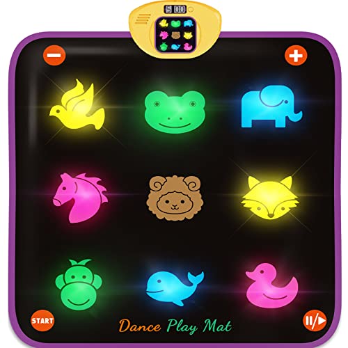 Dance Mat for Kids Ages 4-8, Electronic Dance Pad Game for Girls Ages 8-12 with Light Up Button, Dance Toys with 5 Challenge Levels, Built-in Music, Birthday Gifts for 3 4 5 6 7 8 9+ Year Old Girls by TLDM04