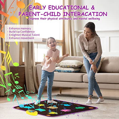 Dance Mat for Kids Ages 4-8, Electronic Dance Pad Game for Girls Ages 8-12 with Light Up Button, Dance Toys with 5 Challenge Levels, Built-in Music, Birthday Gifts for 3 4 5 6 7 8 9+ Year Old Girls by TLDM04