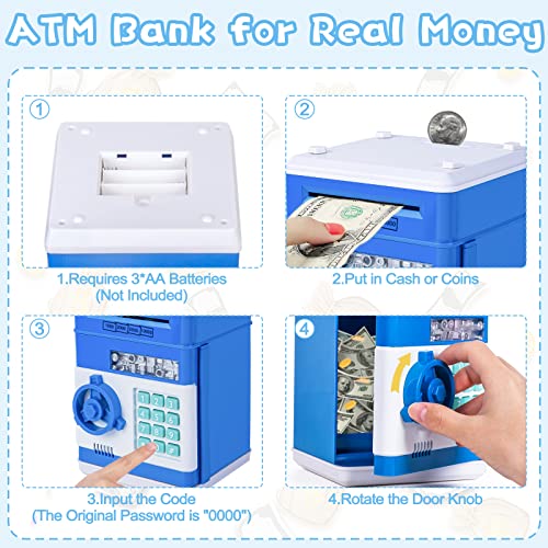 Piggy-Bank Kids ATM Bank Electronic Money-Bank Kids Money Safe Cash Coin Money Saving Box Great Gifts Toys for 3 4 5 6 7 8 9 Year Old Boys and Girls Kids by Subao