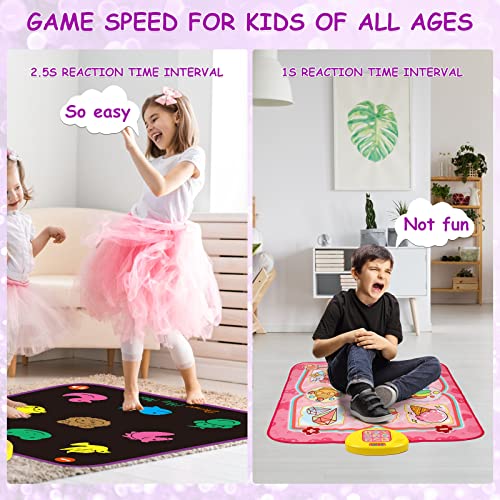 Dance Mat for Kids Ages 4-8, Electronic Dance Pad Game for Girls Ages 8-12 with Light Up Button, Dance Toys with 5 Challenge Levels, Built-in Music, Birthday Gifts for 3 4 5 6 7 8 9+ Year Old Girls by TLDM04