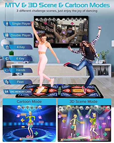 HSAHL HDMI Musical Electronic Dance Mats with HD Camera,64G Memory Card,It Features 635 Games and Hundreds of Songs,Double User Fitness Dance Pad Dancing Mat for Kids & Adults, Gift for Boys & Girls by Shenzhen Wuzhuangyuan Technology Co.LTD