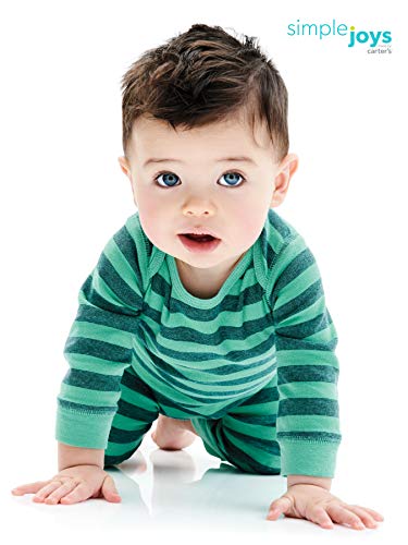 Simple Joys by Carter's Baby Boys' 3-Pack Jumpsuits, Dino, Green Stripe, Gray, 0-3 Months by Carter's Simple Joys - Private Label