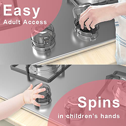 6 Packs Stove Knob Covers for Child Safety, Double-Key Design Universal Size Gas Stove Knob Covers, Upgraded Oven Knob Covers for Child Safety from AeKahtay