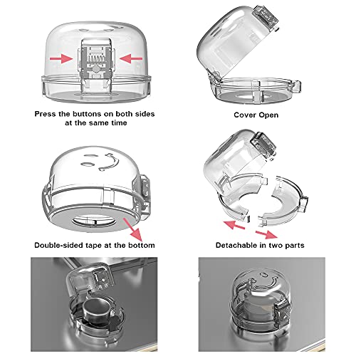 6 Packs Stove Knob Covers for Child Safety, Double-Key Design Universal Size Gas Stove Knob Covers, Upgraded Oven Knob Covers for Child Safety from AeKahtay