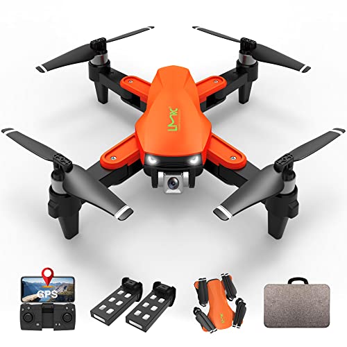 LMRC GPS Drone with 4K UHD Camera for Adults, Brushless Motor, GPS Auto Return, 5GHz FPV RC Quadcopter Auto Return Home, Altitude Hold, Follow Me, Custom Flight Path, Easy to Use for Beginner, 2 Batteries and Carrying Bag, Orange from LMRC