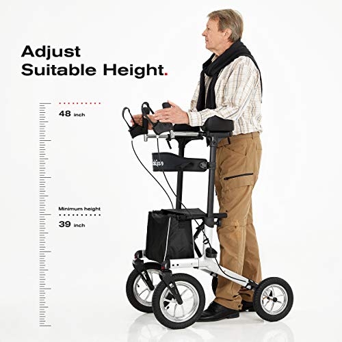 OasisSpace Pneumatic Armrest Walker, All Terrain Tall Walker with Seat,Tall Rolling Mobility Walking Aid with 12â Pneumatic Wheels, Seat and Armrest for Seniors and Adults from OasisSpace
